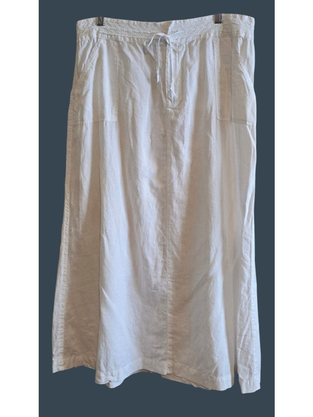 Weekend garden party ready White Maxi Skirt Lace Waistband Drawstring boho